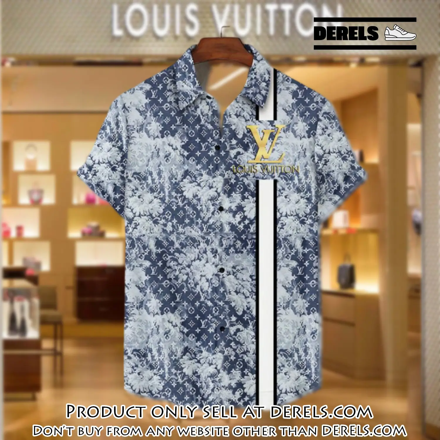 Lv louis vuitton luxury hawaiian shirt & short set lhs1187 dr1606179